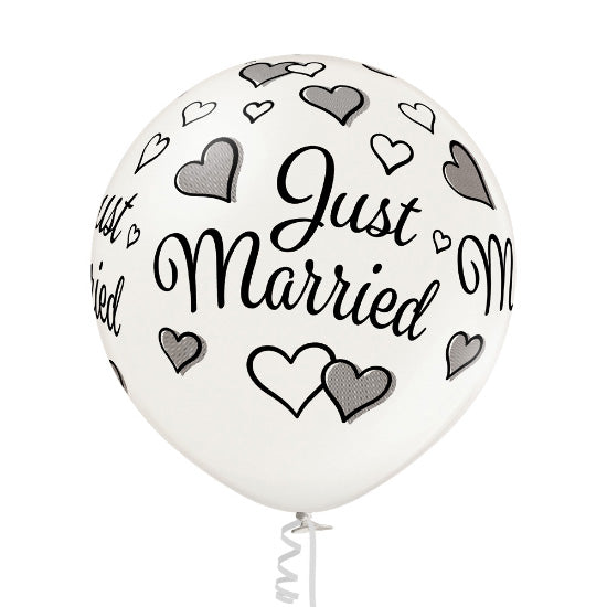 das-kost-mland-b250-luftballon-just-married-pearl-60-cm-metallic image 1