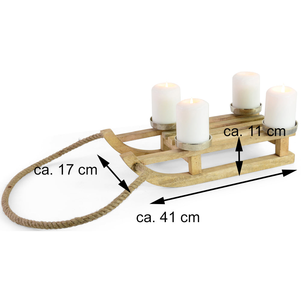 das-kost-mland-deko-schlitten-adventskranz-41cm-holz image 2