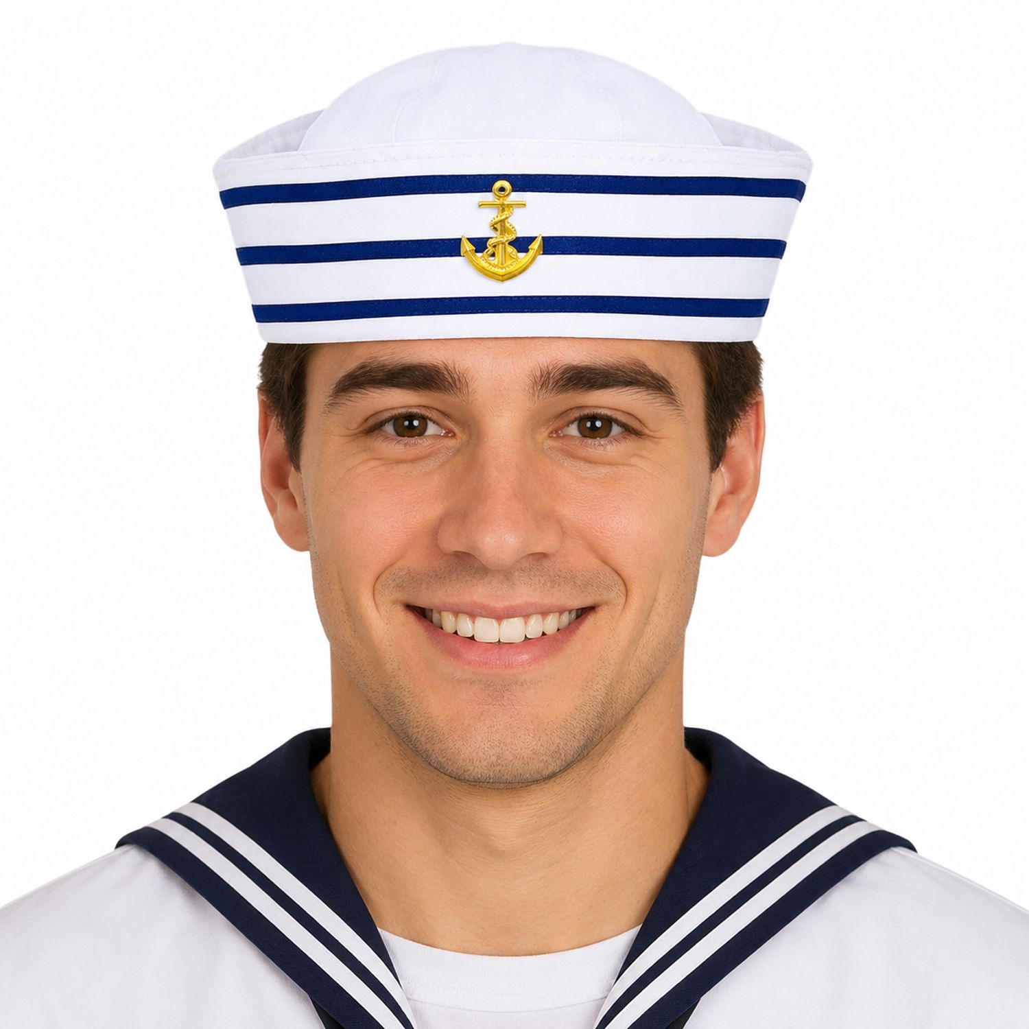 das-kost-mland-matrosen-m-tze-mit-anker-wei-blau image 3