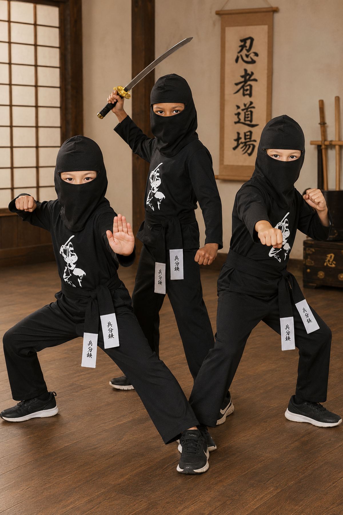 das-kost-mland-jungen-ninja-kost-m-kinder-4-tlg-schwarz-samurai image 3