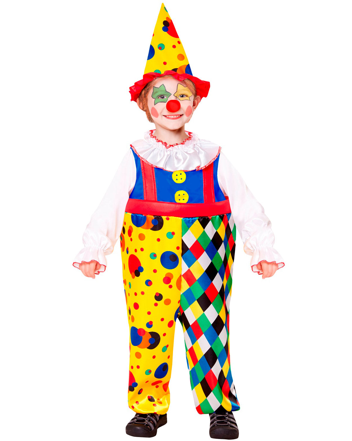 das-kost-mland-clown-kinderkost-m-overall-mit-hut-gr-116-bunt image 1