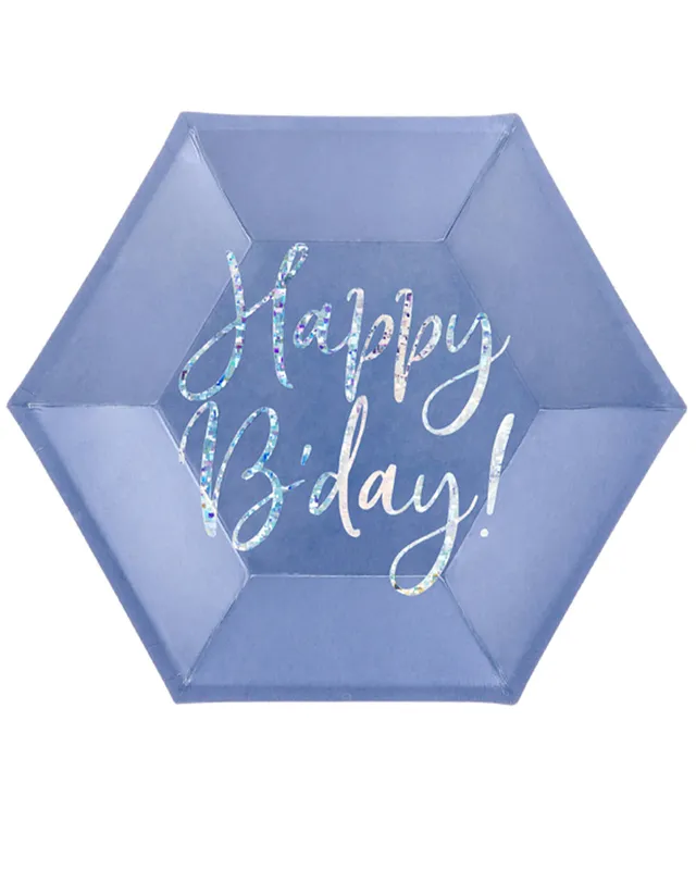 das-kost-mland-pappteller-happy-bday-marineblau-20cm-6stk image 1
