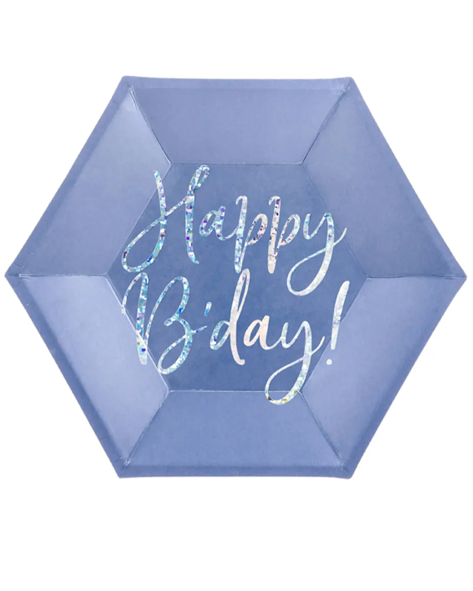 das-kost-mland-pappteller-happy-bday-marineblau-20cm-6stk image 1