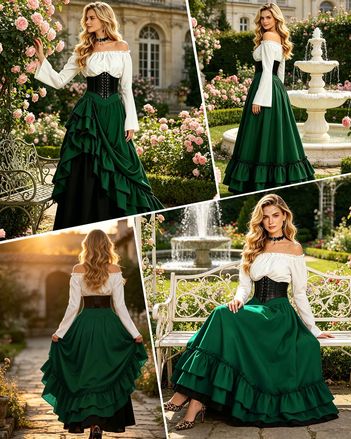 heitoyi-mittelalter-kost-m-damen-gr-n-xl-mit-g-rtel image 8