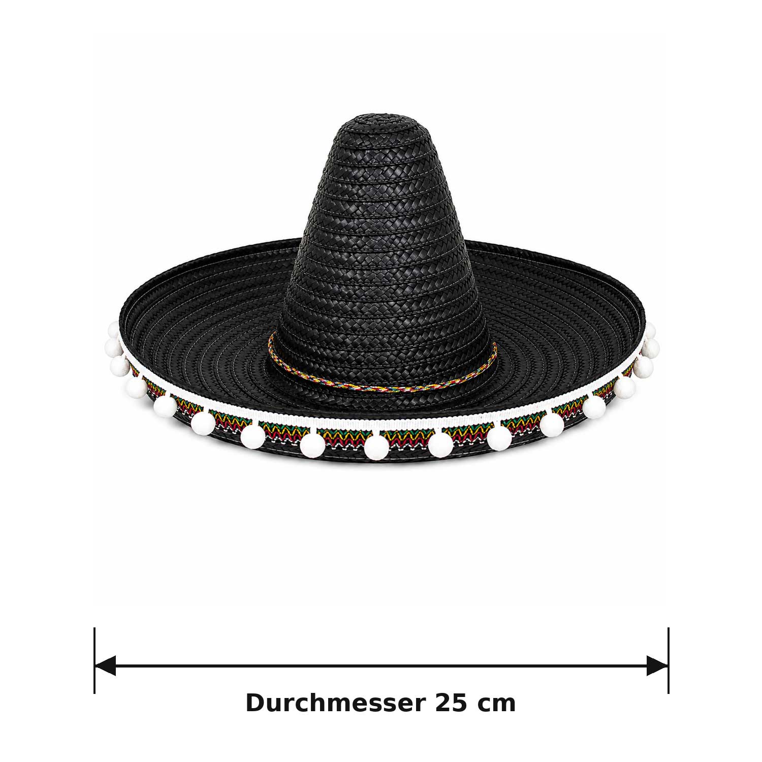 das-kost-mland-accessoires-kinder-mexikaner-sombrero-schwarz-25-cm-troddeln image 3