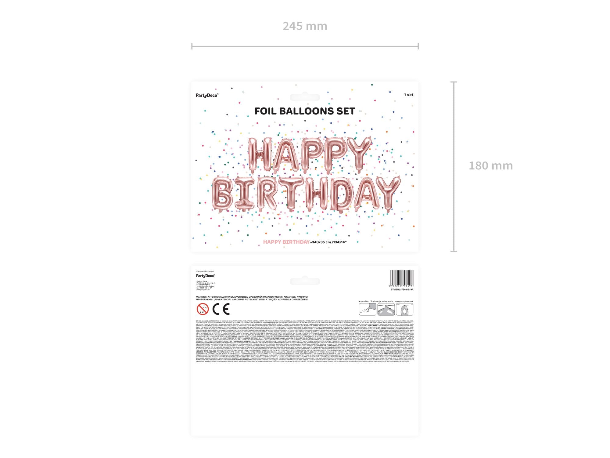 das-kost-mland-happy-birthday-ballongirlande-340x35cm-ros-gold image 2