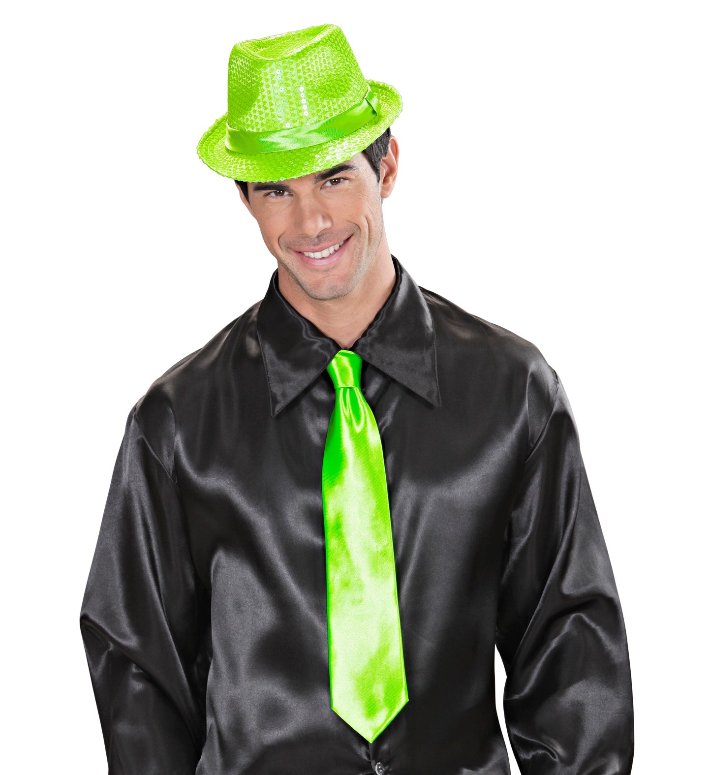 das-kost-mland-accessoires-satin-krawatte-zum-binden-neon-gr-n image 3