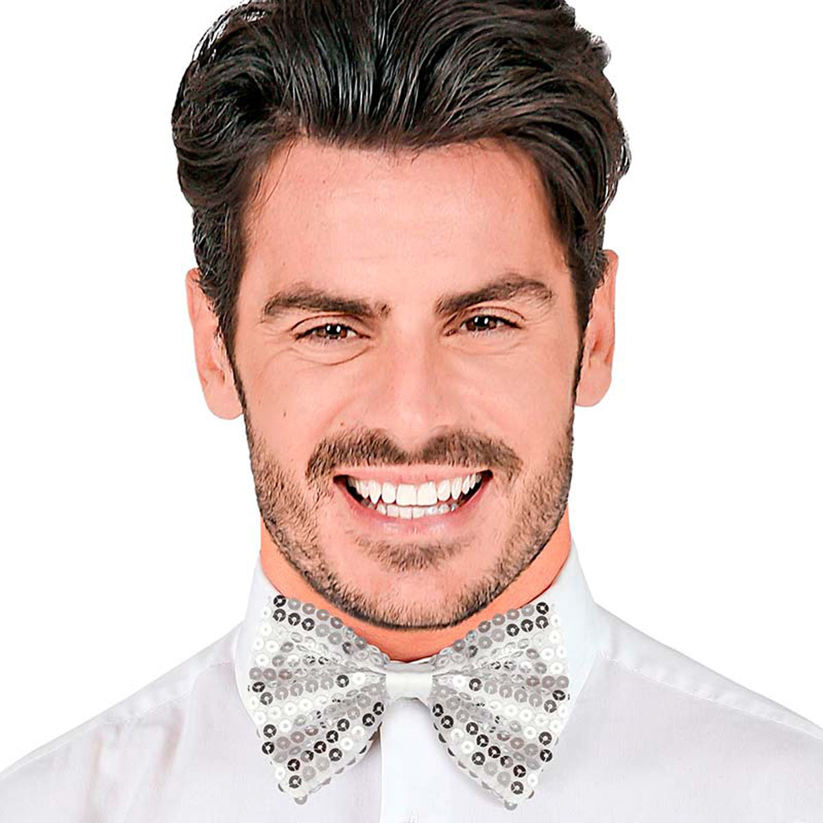 fliege-pailletten-silber-kost-m-accessoire-karneval image 3