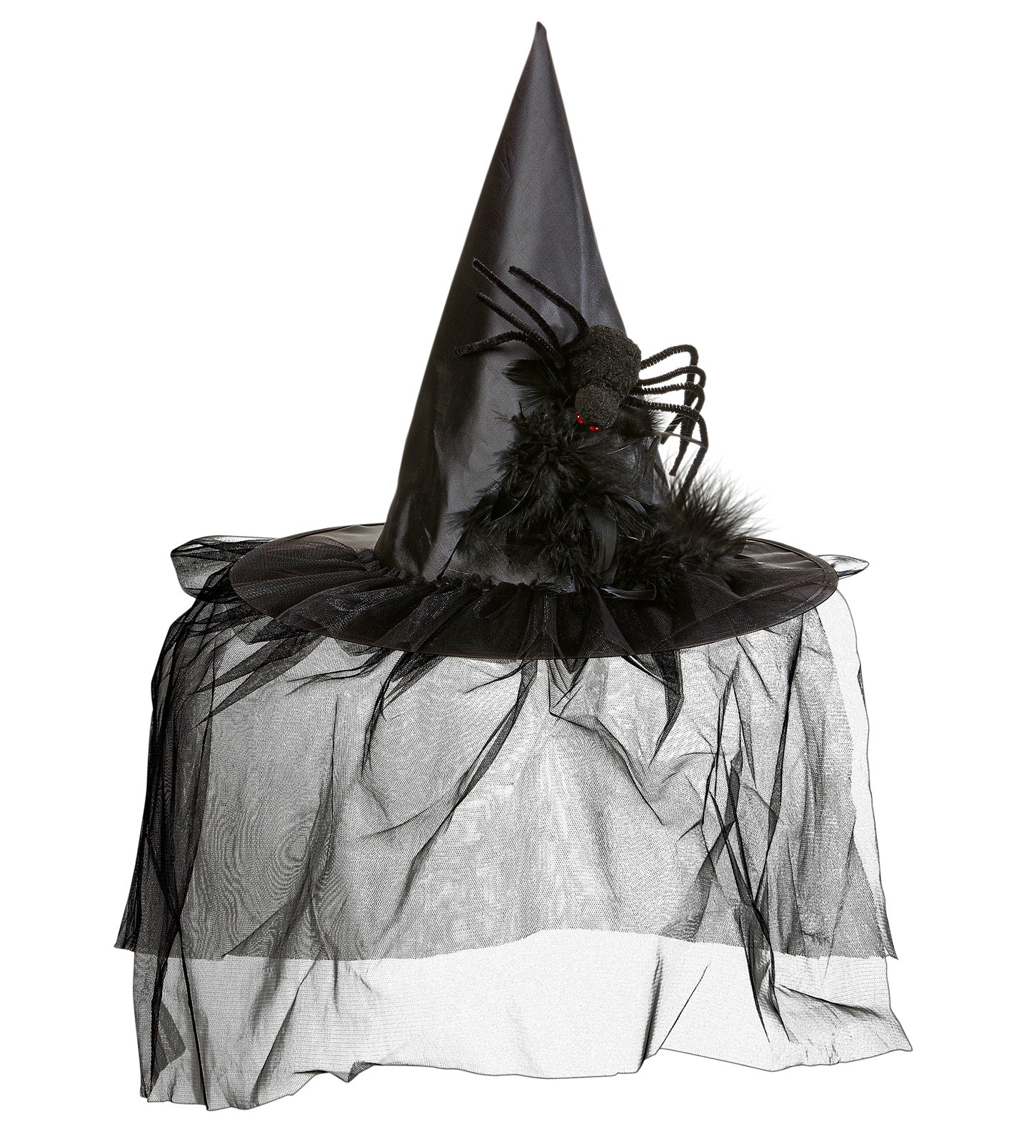 das-kost-mland-accessoires-hexenhut-spinne-spitzhut-schwarz-schleier image 3