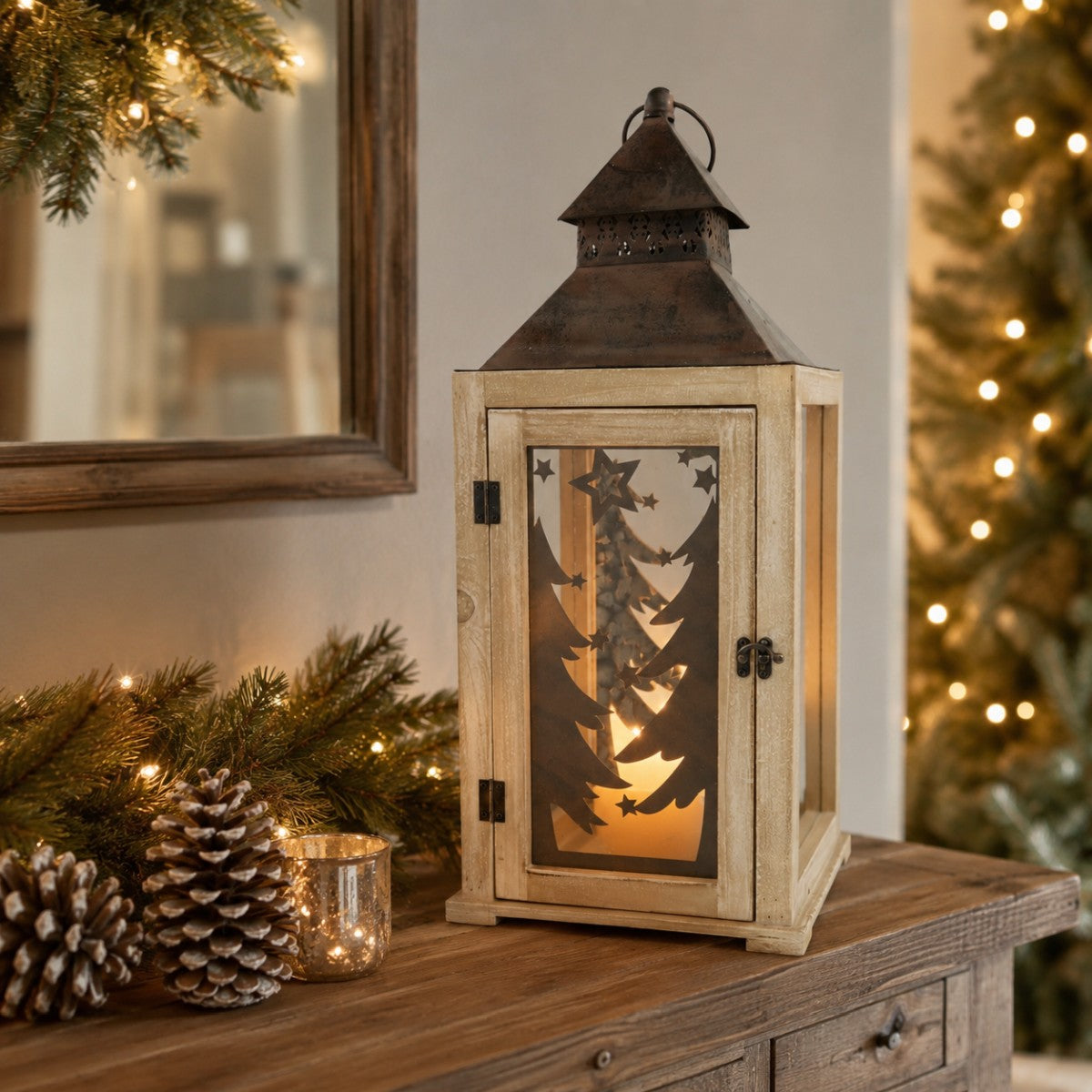 das-kost-mland-laterne-weihnachtsbaum-24x57-cm-deko-braun-holz image 2