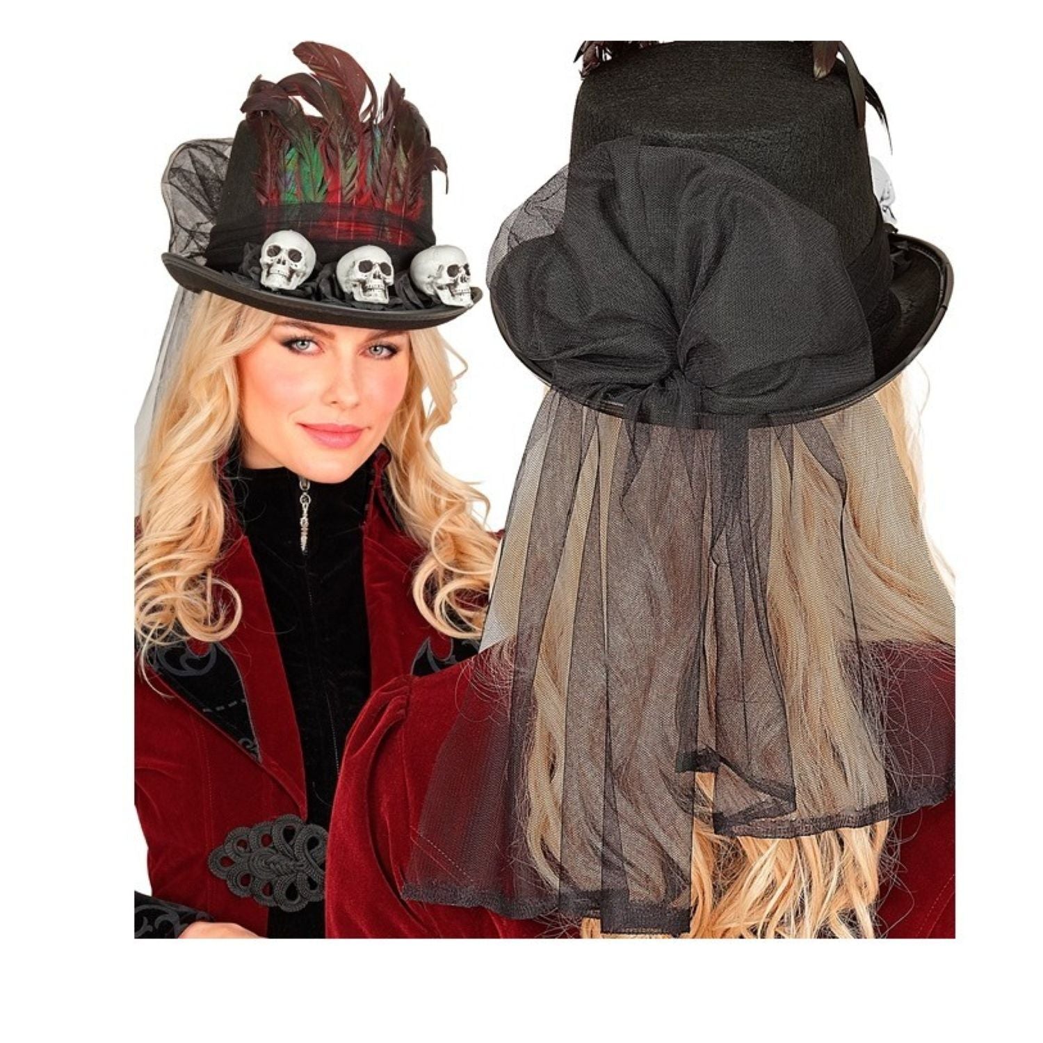 das-kost-mland-voodoo-zylinder-totenkopf-hut-schwarz image 4