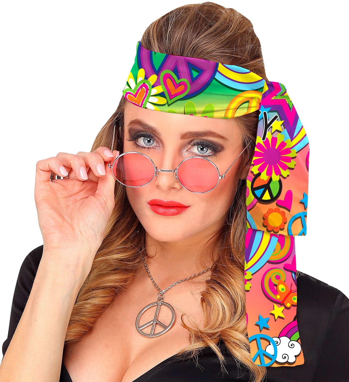 das-kost-mland-accessoires-60er-stirnband-peace-love-mehrfarbig image 2