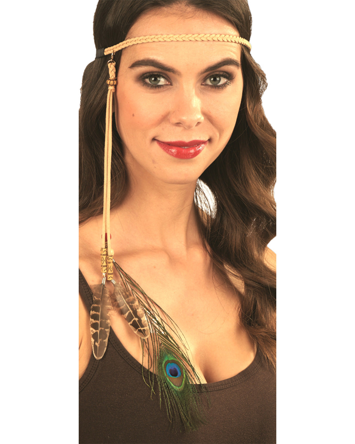 das-kost-mland-accessoires-stirnband-pfauenfeder-hippie-indianer image 2
