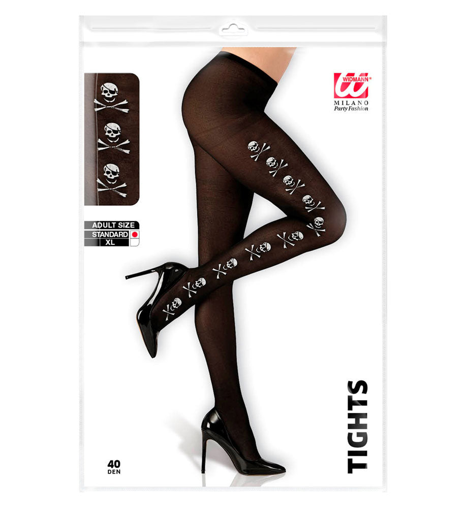 totenkopf-strumpfhose-damen-schwarz-wei-40-den-one-size-xl image 3