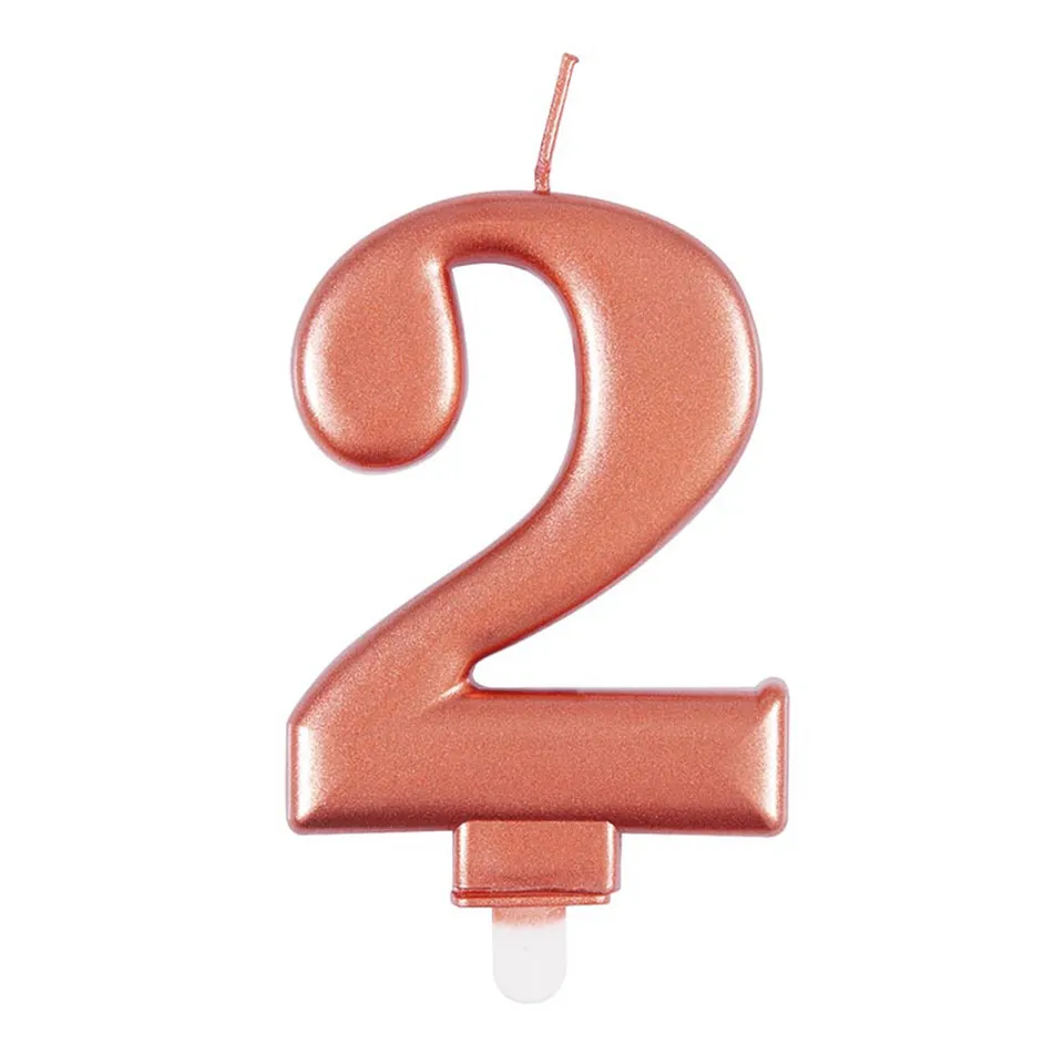 das-kost-mland-zahlenkerze-2-rosegold-tortenkerze-geburtstag image 1