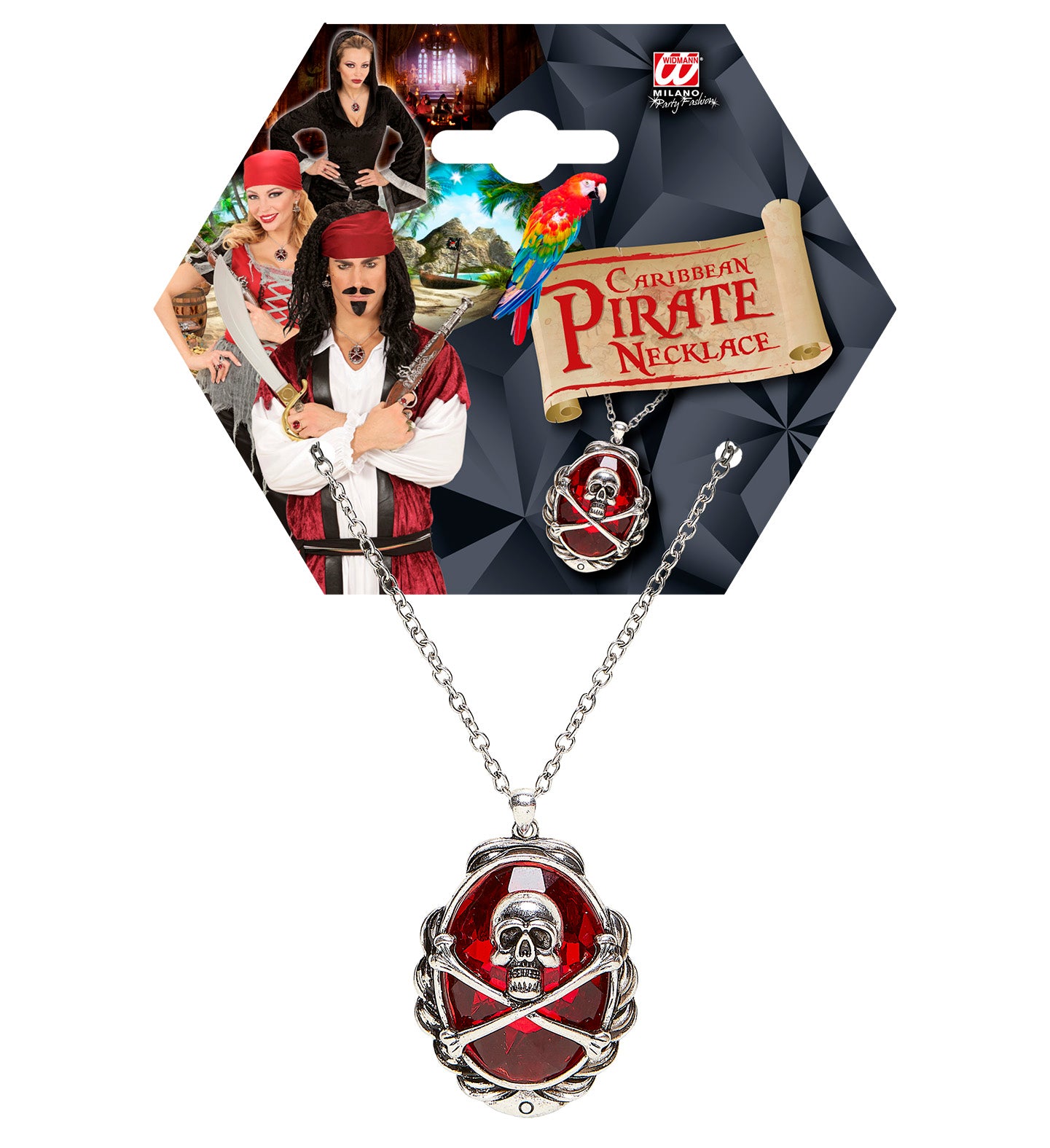 das-kost-mland-accessoires-halskette-totenkopf-juwel-silber-rot image 3
