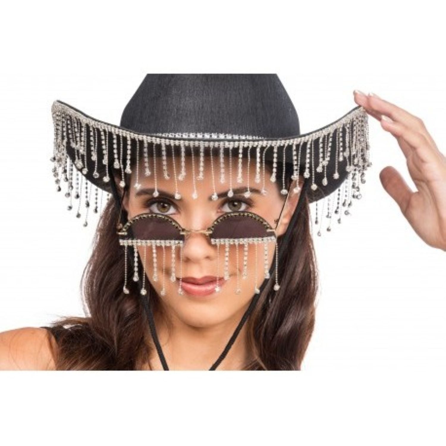 das-kost-mland-festival-brille-mit-strass-schwarz-glitzerkette image 2