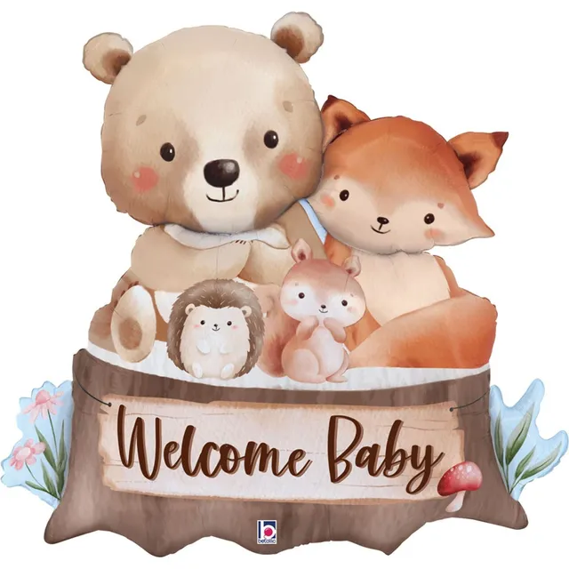 das-kost-mland-woodland-welcome-baby-shape-folienballon-86cm image 1
