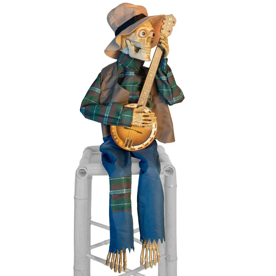 das-kost-mland-skelett-mit-banjo-animiert-98cm-halloween image 1