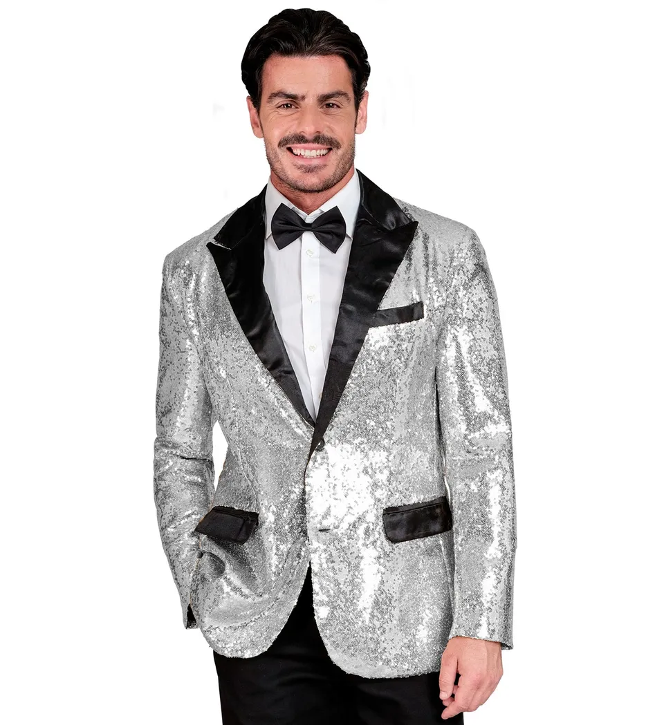 das-kost-mland-herren-pailletten-jackett-glitter-silber-show-blazer image 1