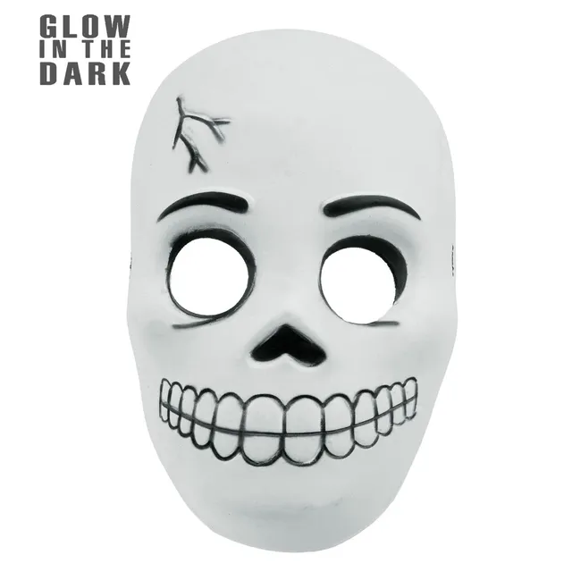 halloween-totenkopf-maske-kinder-leuchtend-wei-schwarz image 1