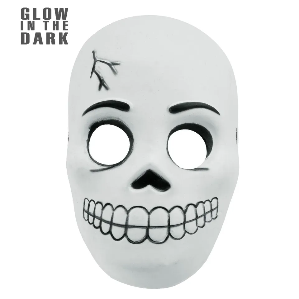 halloween-totenkopf-maske-kinder-leuchtend-wei-schwarz image 1
