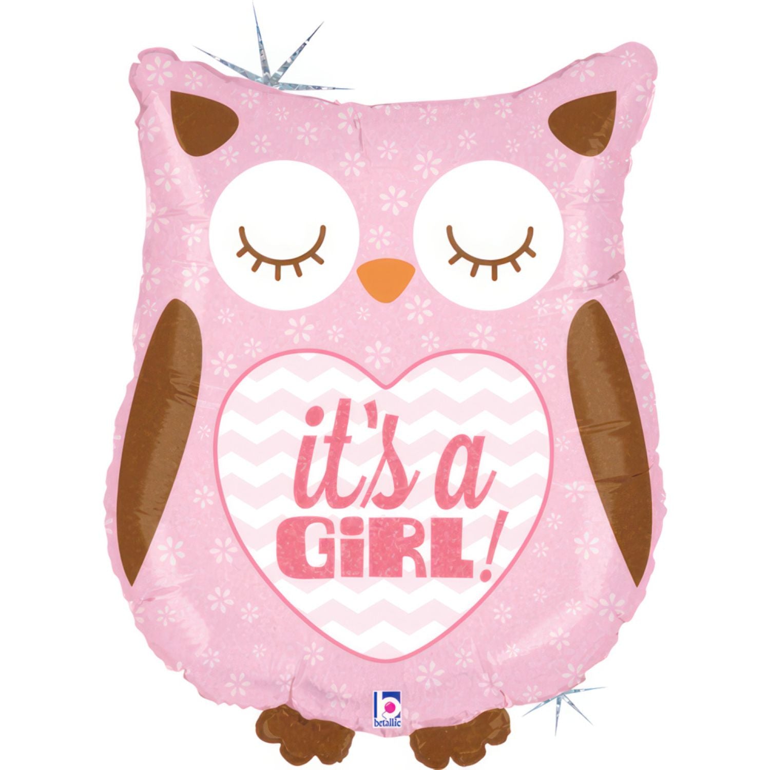 shape-folienballon-eule-it-s-a-girl-66-cm-holografisch image 1