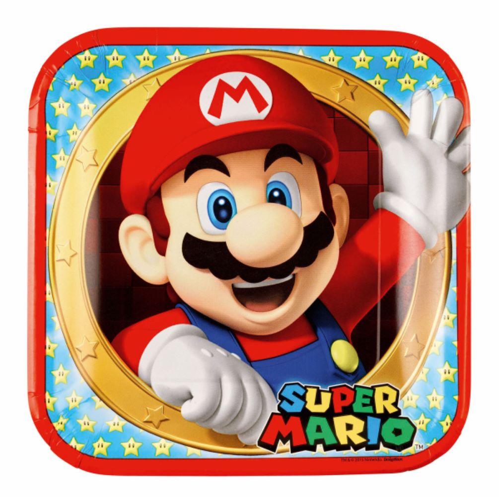 das-kost-mland-dekorationen-pappteller-super-mario-teller-23cm-8stk image 1