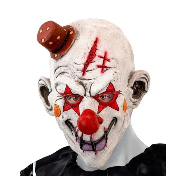 das-kost-mland-accessoires-maske-killerclown-mit-minihut-vollkopfmaske image 1