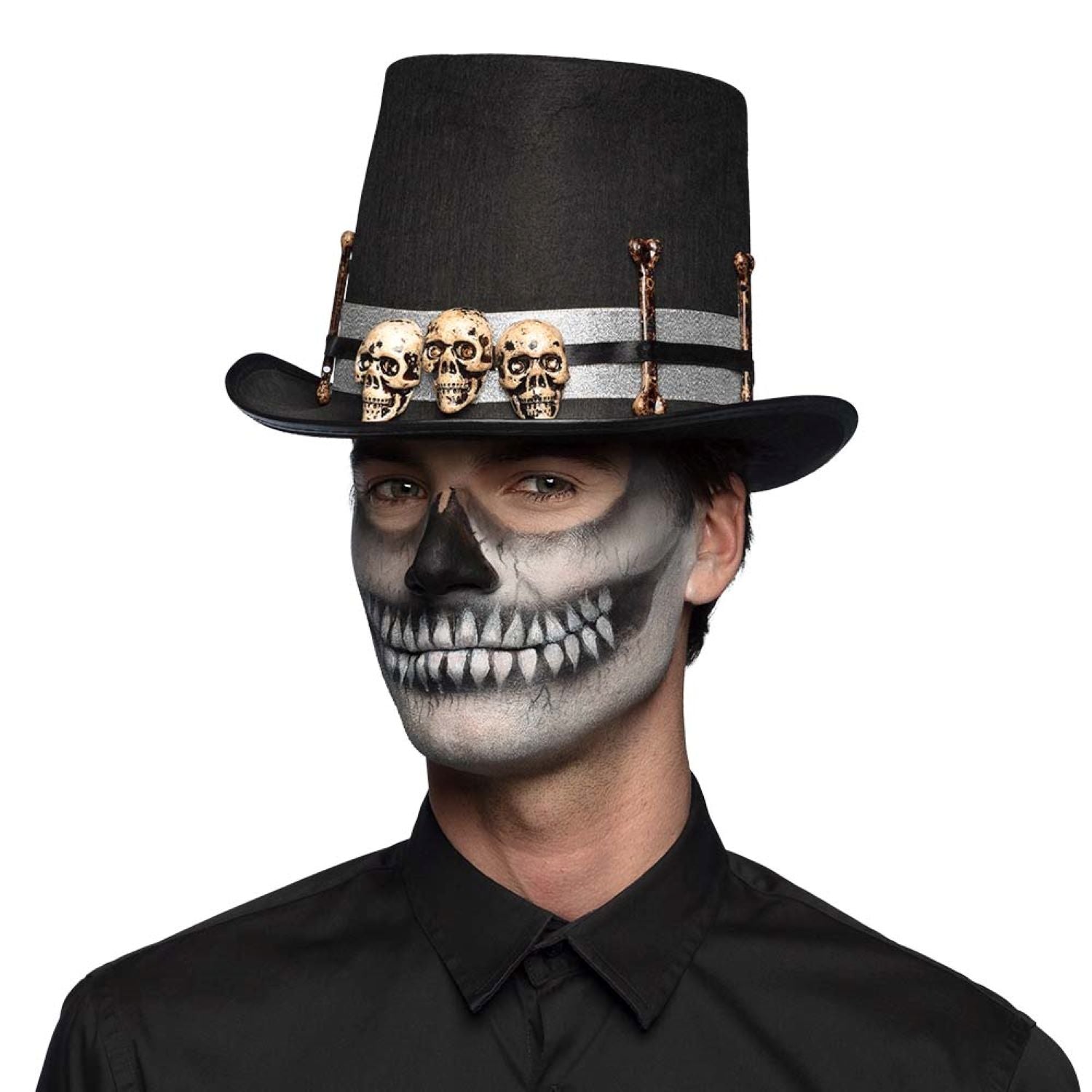 das-kost-mland-skull-master-hut-zylinder-halloween-schwarz image 2