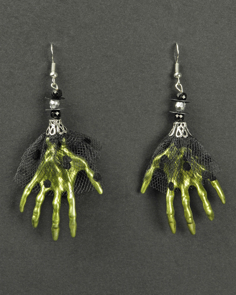 das-kost-mland-accessoires-ohrringe-gr-ne-skeletth-nde-halloween image 2