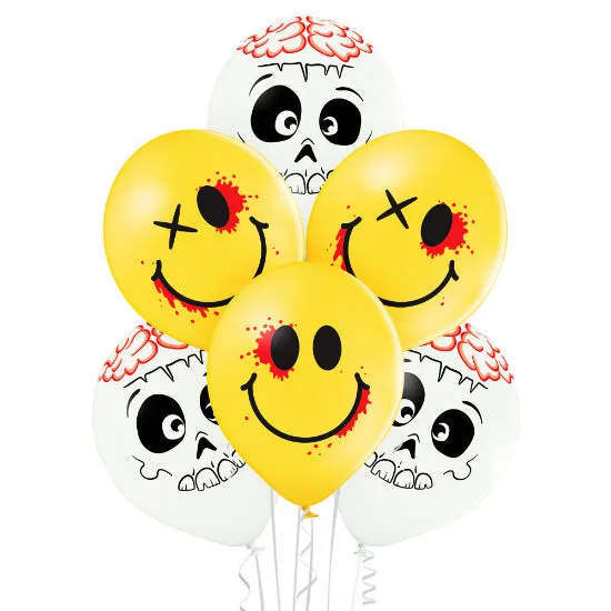 das-kost-mland-cute-and-creepy-luftballons-6er-mix-wei-gelb image 1
