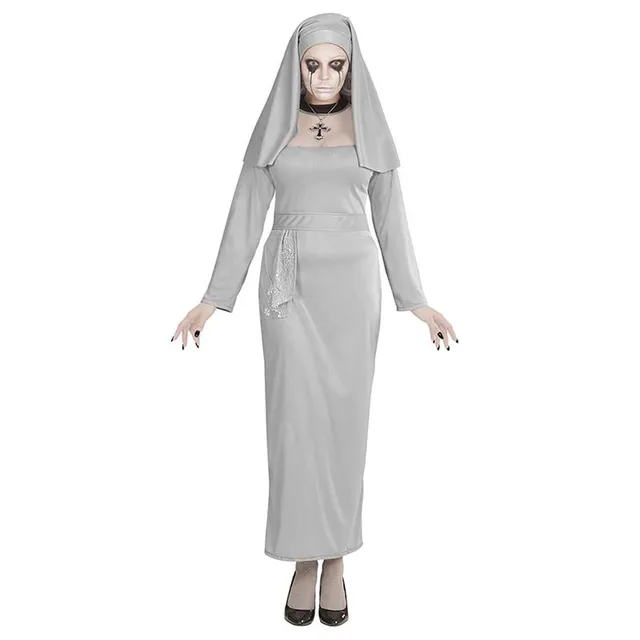 das-kost-mland-damen-lady-nonne-geist-kost-m-grau-gr-l image 1