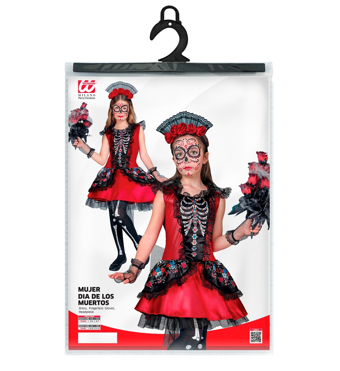 dia-de-los-muertos-kinderkost-m-skelett-kleid-rot-128 image 5