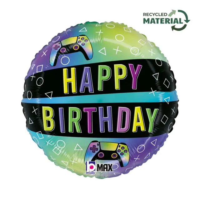 das-kost-mland-happy-birthday-folienballon-game-controller-46cm image 1