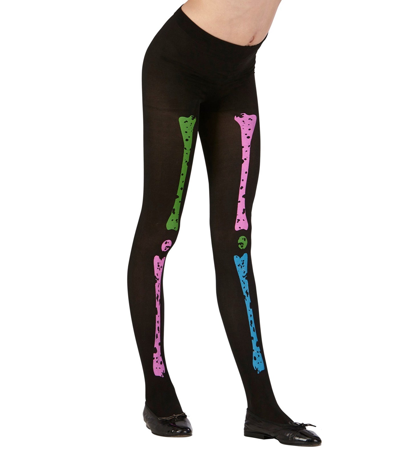 das-kost-mland-skelett-strumpfhose-kinder-neon-70-den image 2
