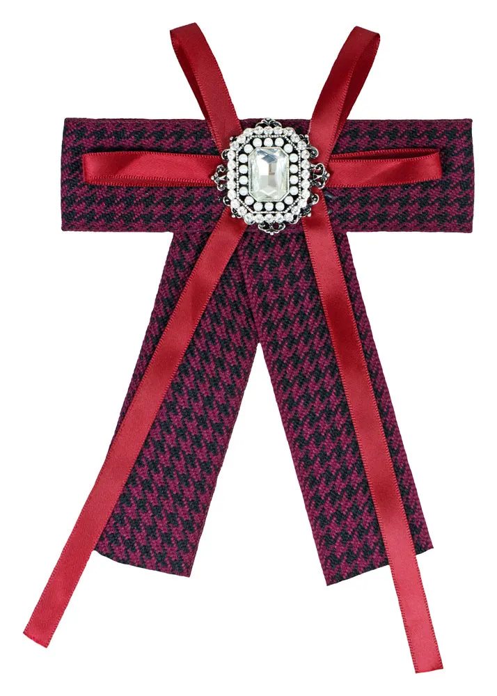 das-kost-mland-brosche-barock-schleife-rot-kariert-mit-stein image 1
