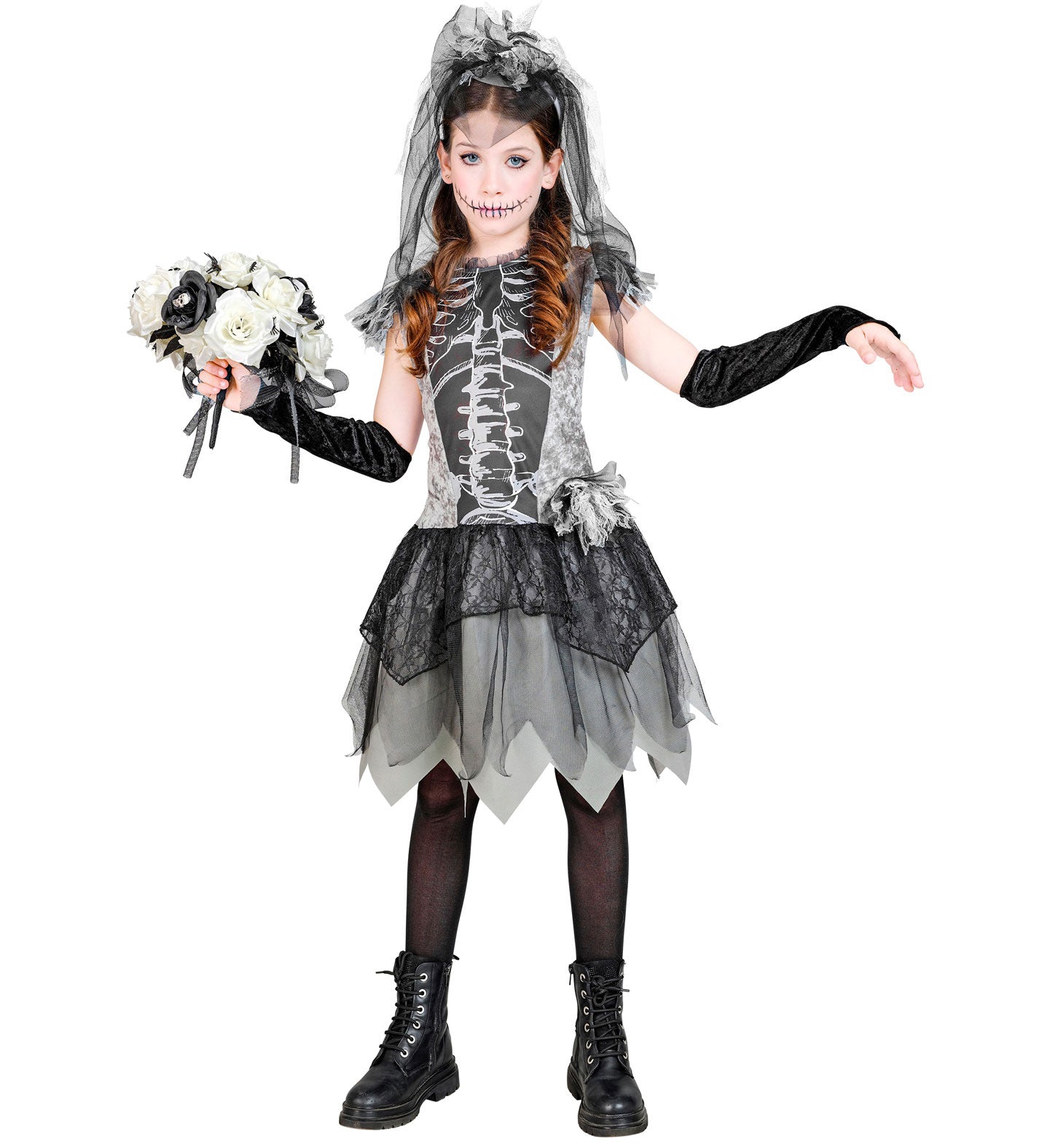das-kost-mland-geisterbraut-kinderkost-m-skelett-kleid-grau-128 image 2