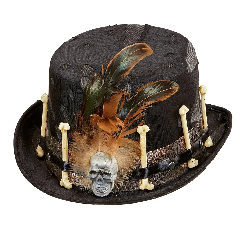 das-kost-mland-voodoo-zylinder-totenkopf-kost-mhut-schwarz image 1