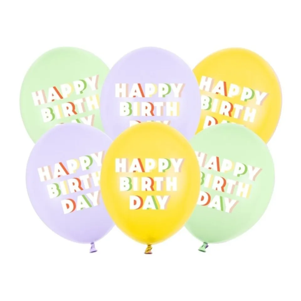 das-kost-mland-luftballons-happy-birthday-pastell-6-stk-30cm image 1