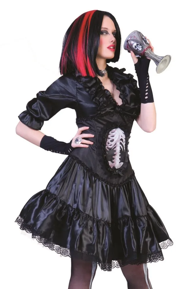 das-kost-mland-vampiress-gothica-damenkost-m-36-38-schwarz-satin image 1