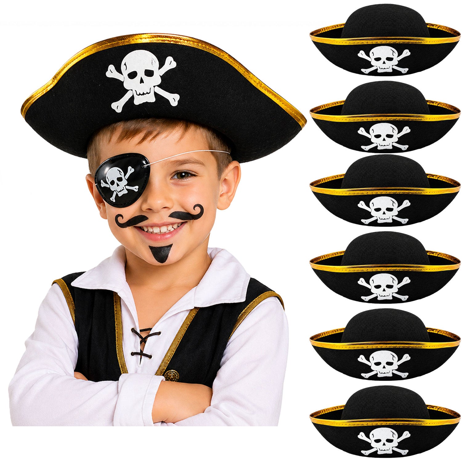 das-kost-mland-piratenhut-totenkopf-kinder-schwarz-gold-1er-set image 8
