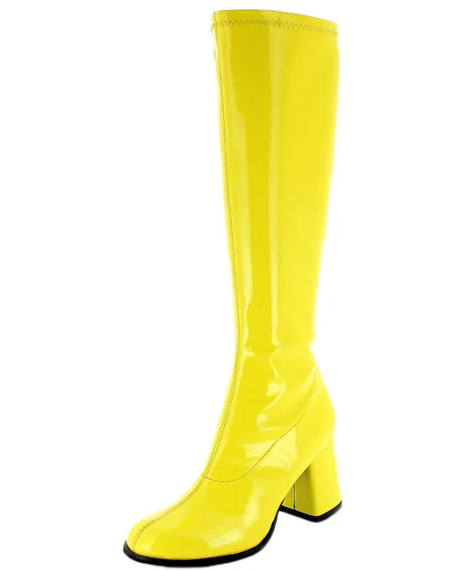das-kost-mland-gogo-retro-lackstiefel-gelb-gr-38-blockabsatz image 1