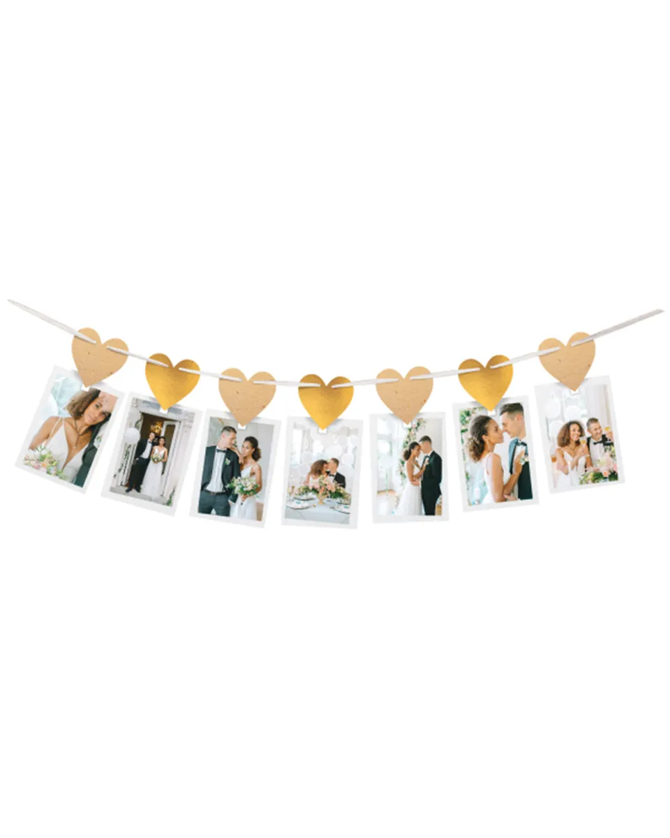 das-kost-mland-fotogirlande-hochzeit-3-6-m-gold-12-karten image 1