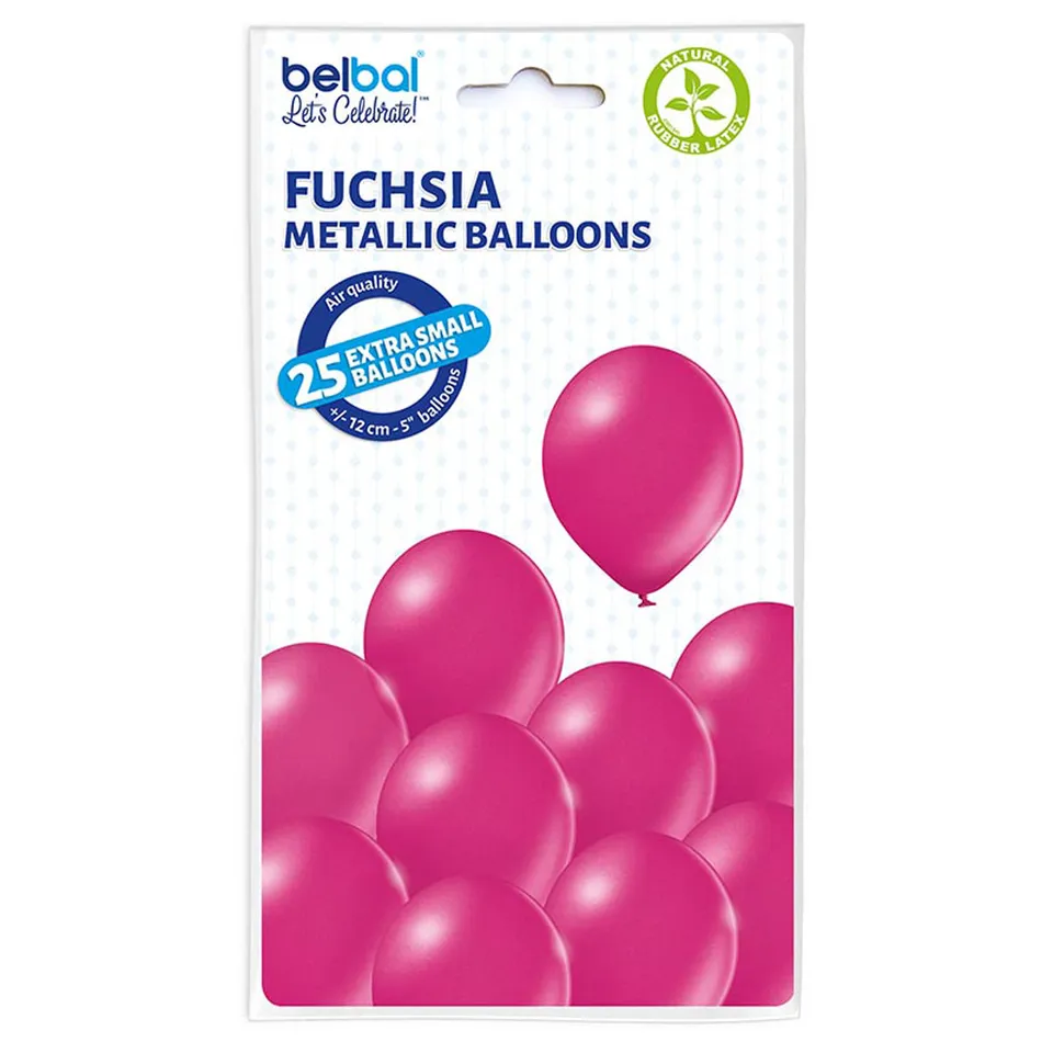 das-kost-mland-dekorationen-luftballon-uni-metallic-12cm-fuchsia-25-stk image 1