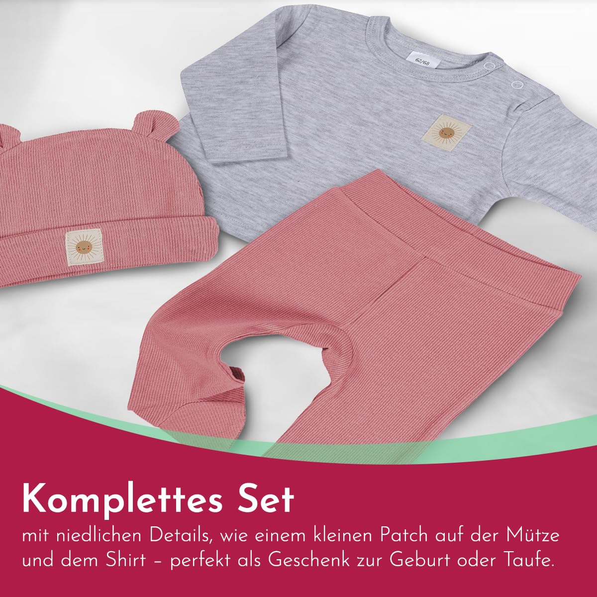 clinotest-nachwuchs-babykleidung-set-3tlg-rosa-baumwolle image 4