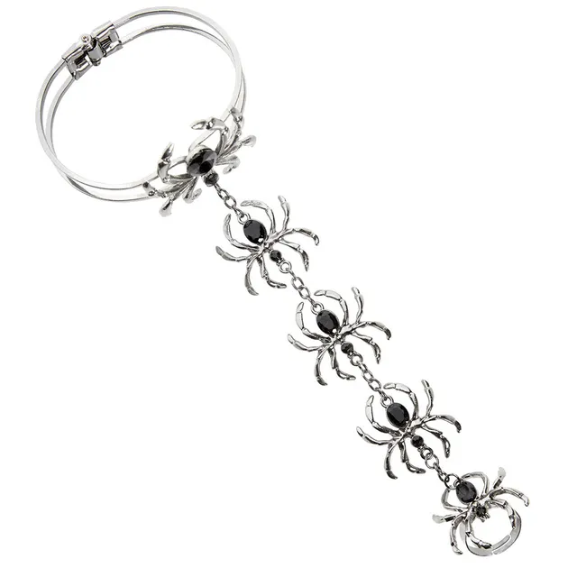 das-kost-mland-accessoires-armband-spinnenring-silber-schwarz image 1