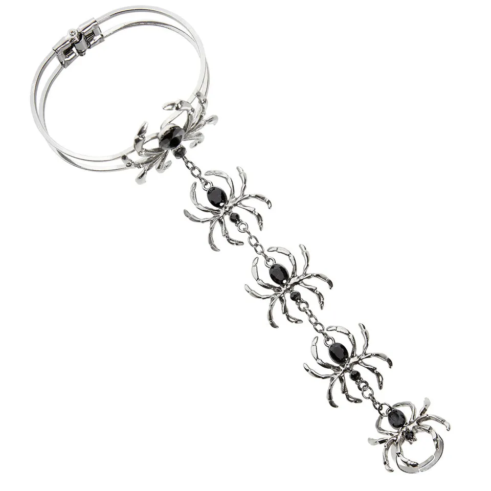 das-kost-mland-accessoires-armband-spinnenring-silber-schwarz image 1