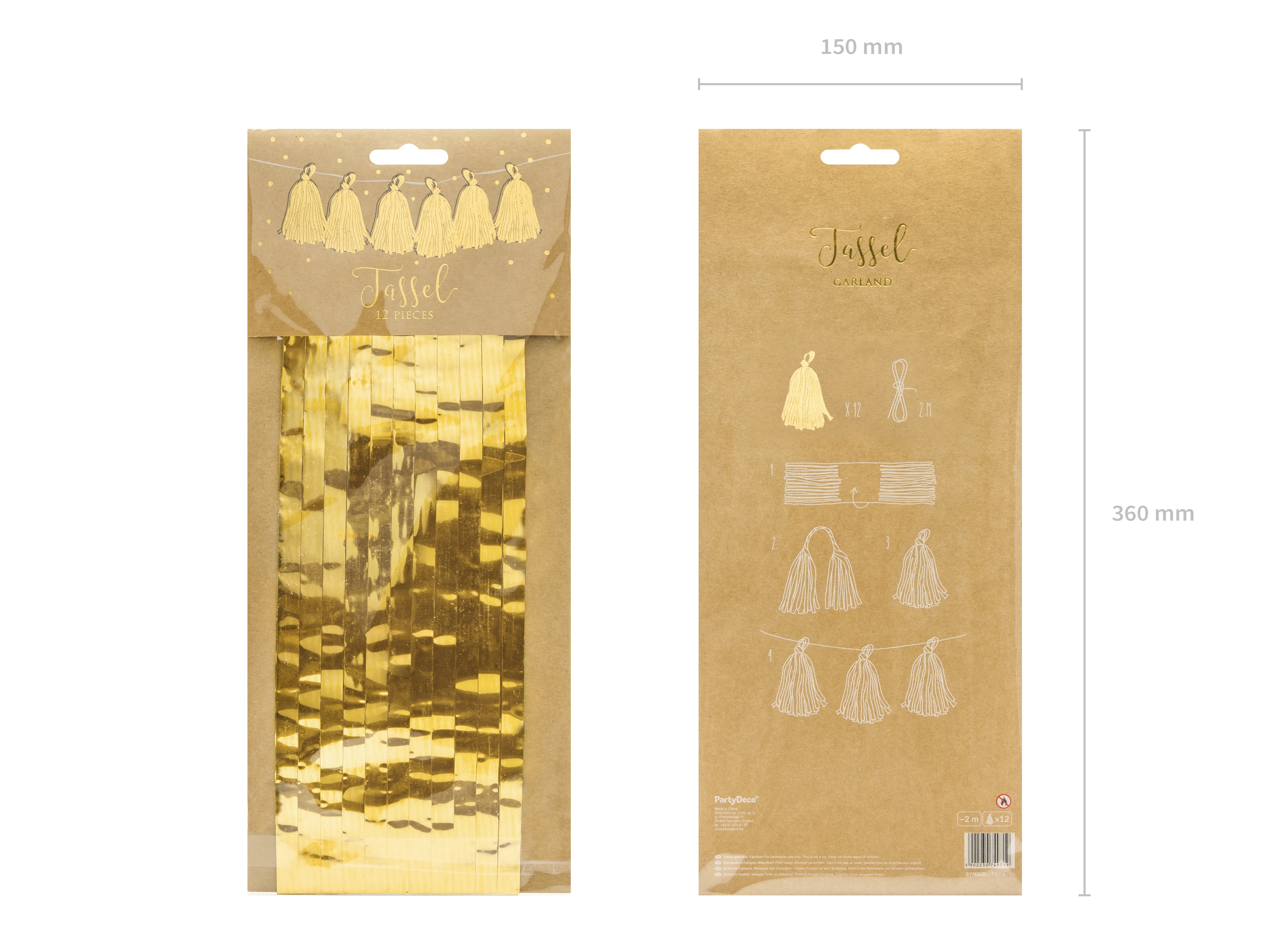 das-kost-mland-girlande-quasten-gold-12-stk-200-cm image 7