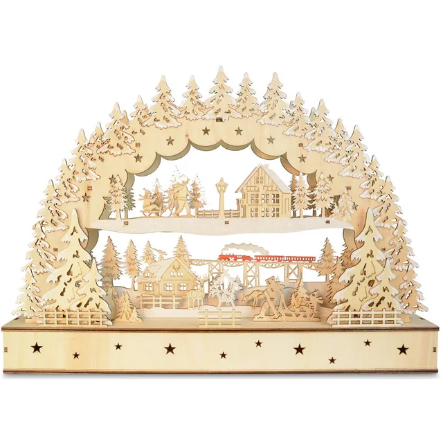 das-kost-mland-schwibbogen-dorflandschaft-zug-45cm-led-timer image 1